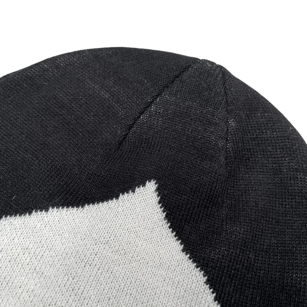Kate Spade New York Beanie Hat +‎ Gloves Black White Oversized Spade Wool Blend